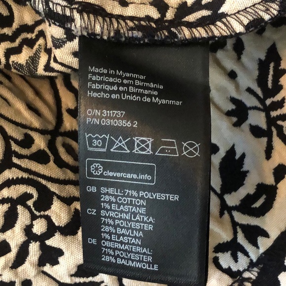 Navy Blue and Ivory Empire Waist Damask Pattern Dress With Pockets Size 8 - Picture 15 of 16